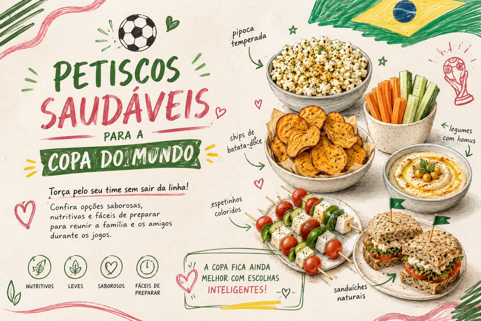 Petiscos saudáveis para copa do mundo